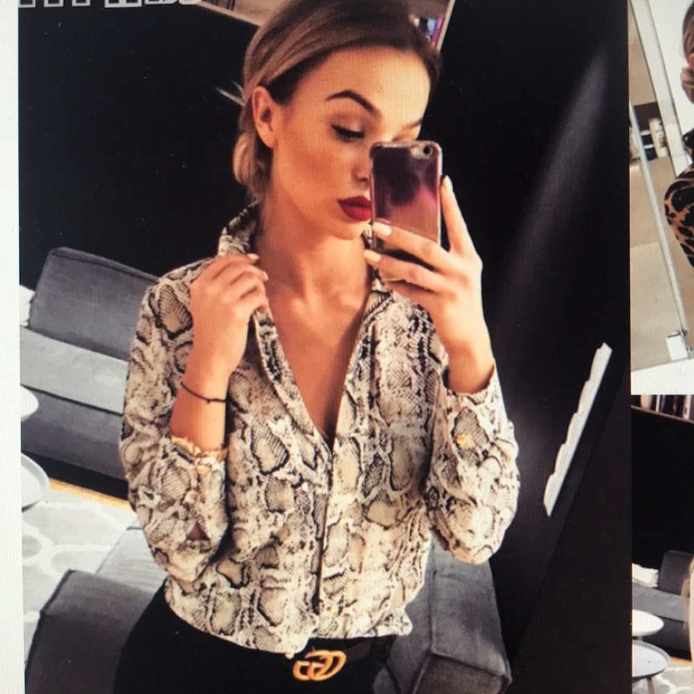 Women’s Long Sleeves Leopard Casual Button Blouse